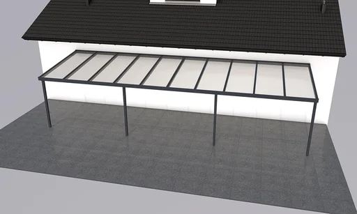 "Terrassendach Premium, anthrazit, 10140 x 3060 mm - Polycarbonat Stegplatten 16 mm, bronze image"